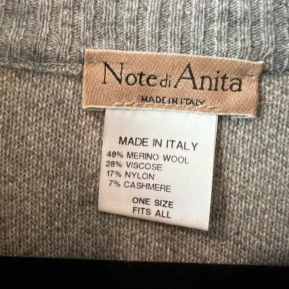 Note di Anita camel and gray wool cashmere blend poncho cape, one size - Picture 4 of 5